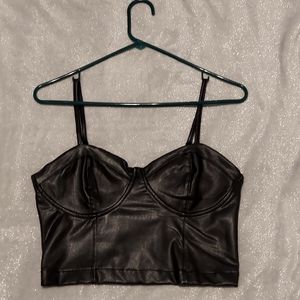 Guess Faux Leather Bustier Top